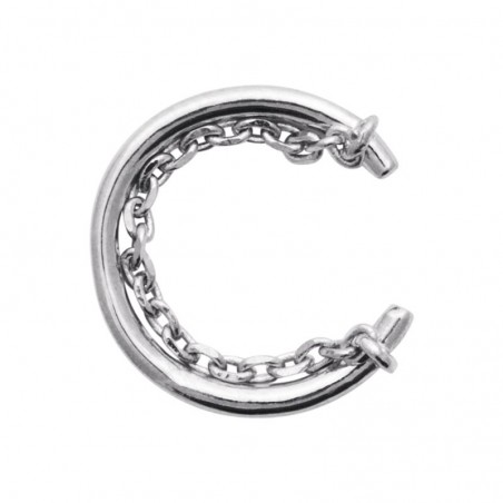 anneau d'oreille Argent rhodié et chaînette