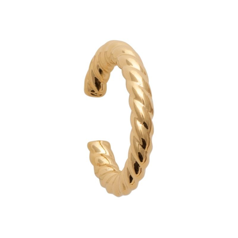 Bague d'oreille à pincer, anneau torsadé en plaqué or - Asna