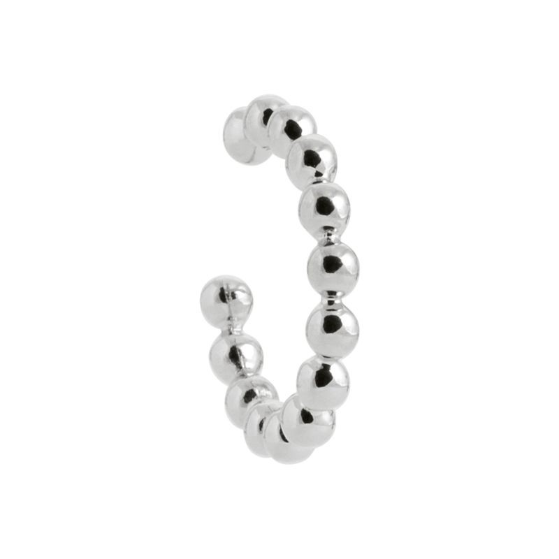 Bague d'oreille à pincer, anneau perlé en argent 925 - Aby
