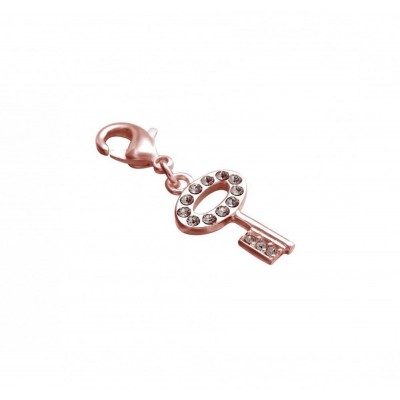 Charm bracelet clé en plaqué or rose & Swarovski - Lyn&Or Bijoux