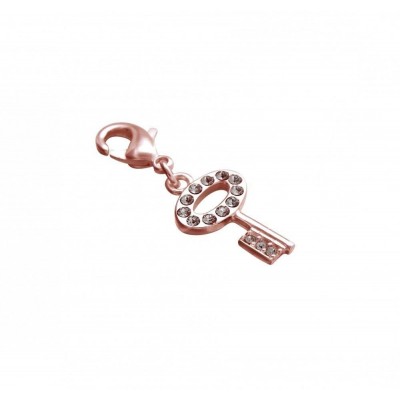 Charm bracelet clé en plaqué or rose & Swarovski - Lyn&Or Bijoux