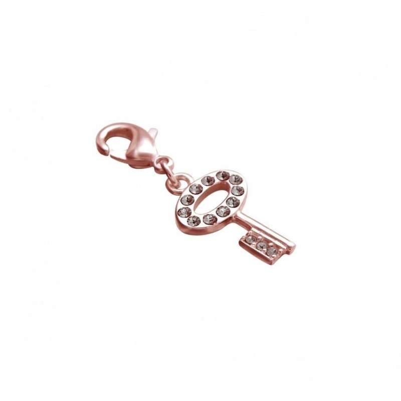 Charm pour femme LZ en plaqué or rose, cristaux de Swarovski, Clé Charm pour femme LZ en plaqué or rose, cristaux de Swarovski, Clé