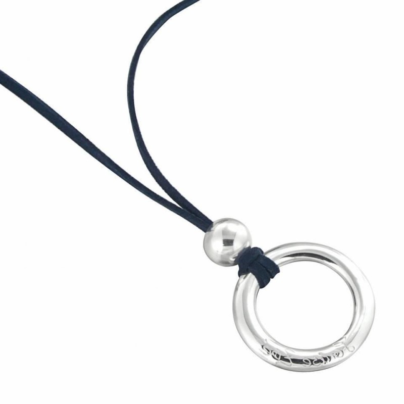 collier fantaisie femme en argent et suédine bleu nuit, Cercle collier fantaisie femme en argent et suédine bleu nuit, Cercle