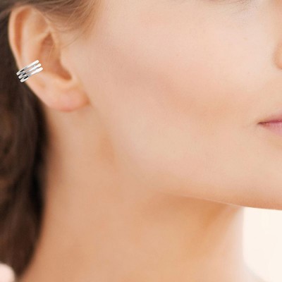 bague d'oreille avec triple anneau argenté