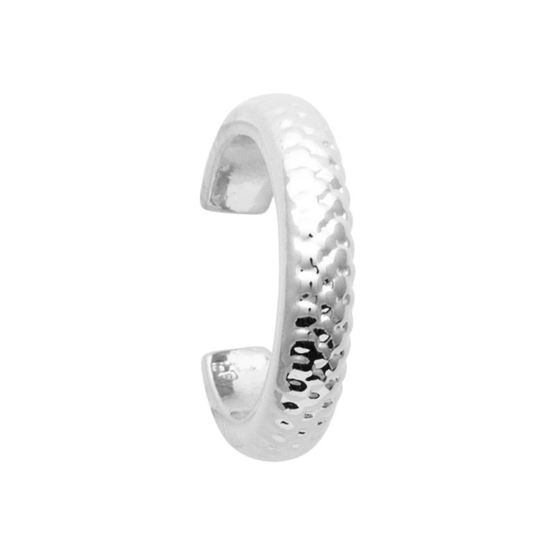 Bague d'oreille texturée, anneau argent rhodié 925 - Amber