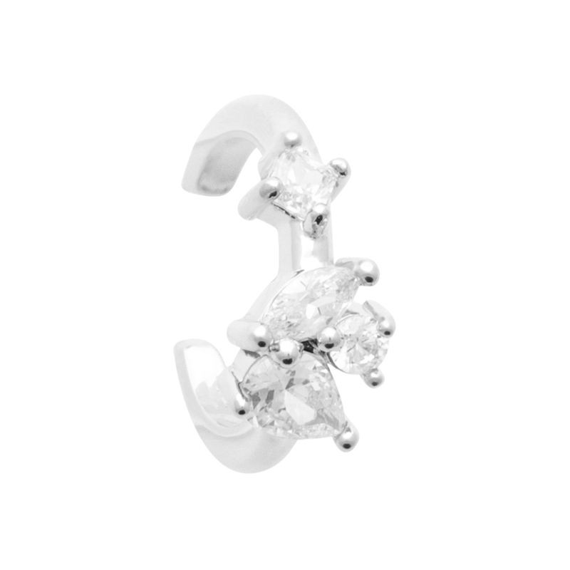 Bague d'oreille pour femme, argent et fleur de zircon - Flora