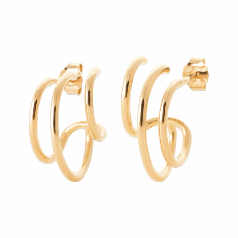 Boucles d'oreilles 3 anneaux en plaqué or 18 carats - Sillage