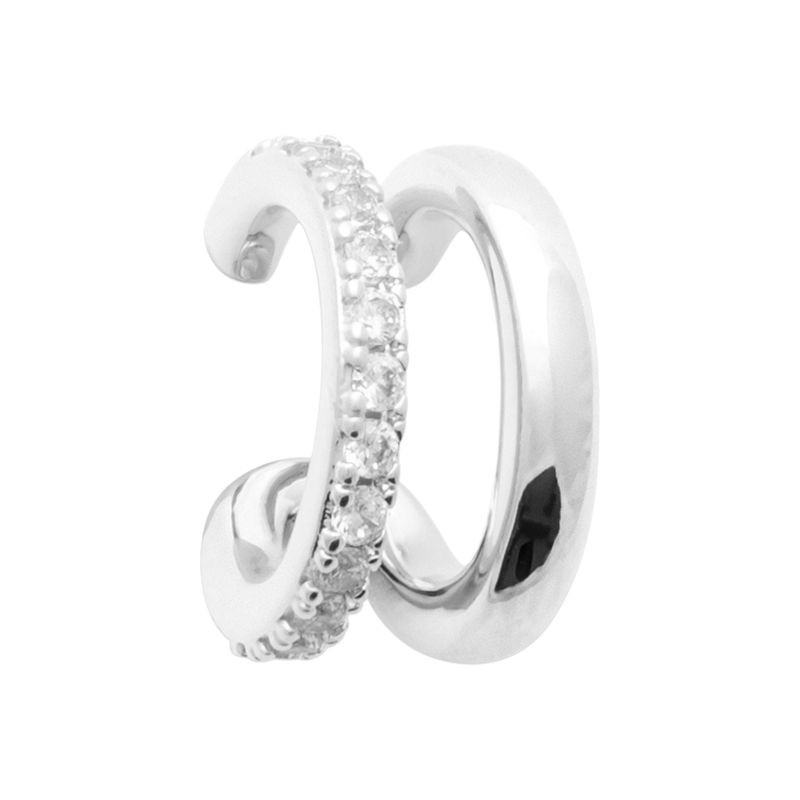 Bague d'oreille pour femme, double anneau argent et zircon - Inspiration