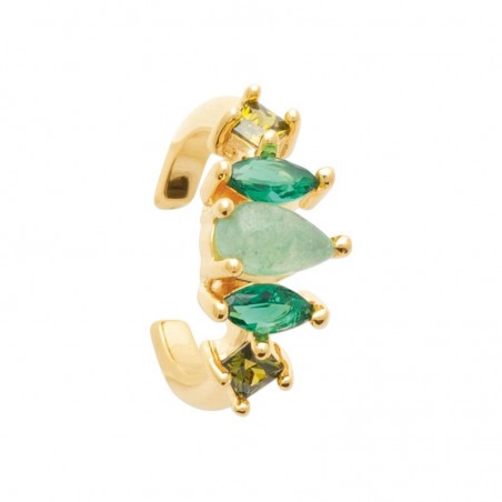 Bague d'oreille plaqué or et pierres de zircon vertes - Allana