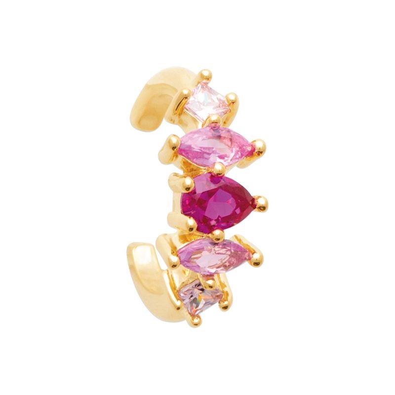 Bague d'oreille plaqué or et pierres de zircon roses - Allana