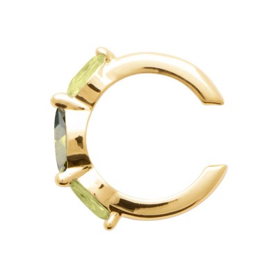 faux piercing plaqué or et pierres vertes
