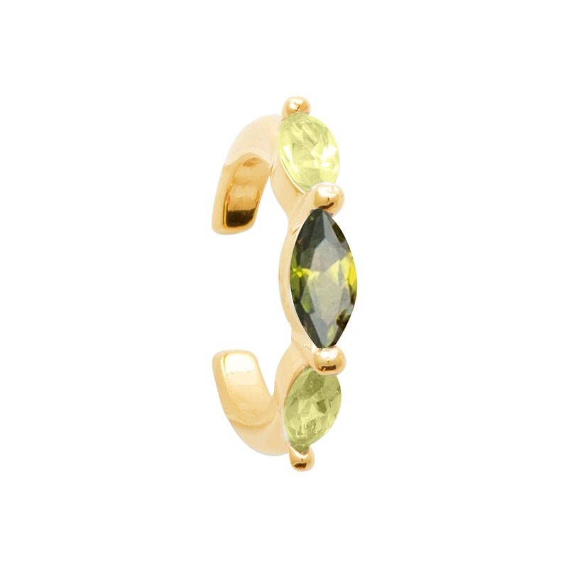 Bague d'oreille brillante en plaqué or et zircons verts - Allissa