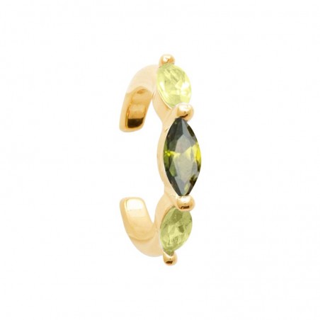 Bague d'oreille brillante en plaqué or et zircons verts - Allissa