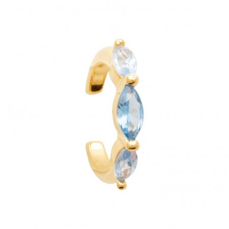 Bague d'oreille brillante en plaqué or et zircons bleus - Allissa