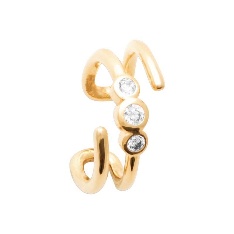 Bague d'oreille sans perçage plaqué or et 3 zircons - Ethel