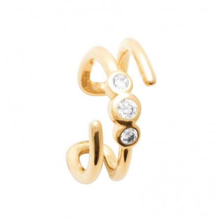 Bague d'oreille sans perçage plaqué or et 3 zircons - Ethel