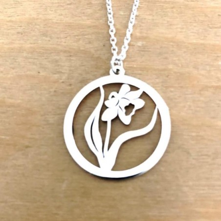 Collier printanier avec chaîne et pendentif en argent rhodié - Jonquille