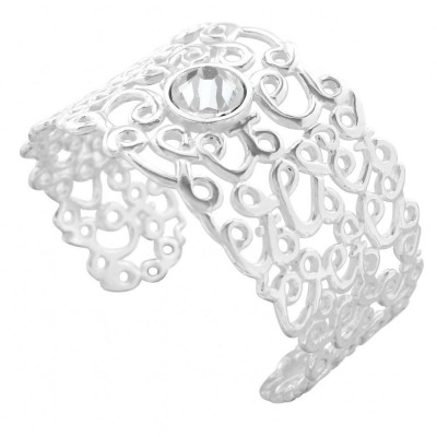 Bracelet manchette en argent et Swarovski pour femme - Reine - Lyn&Or Bijoux