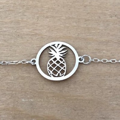 Bracelet exotique pour femme en argent rhodié - Ananas, créateur cabanetchanquée