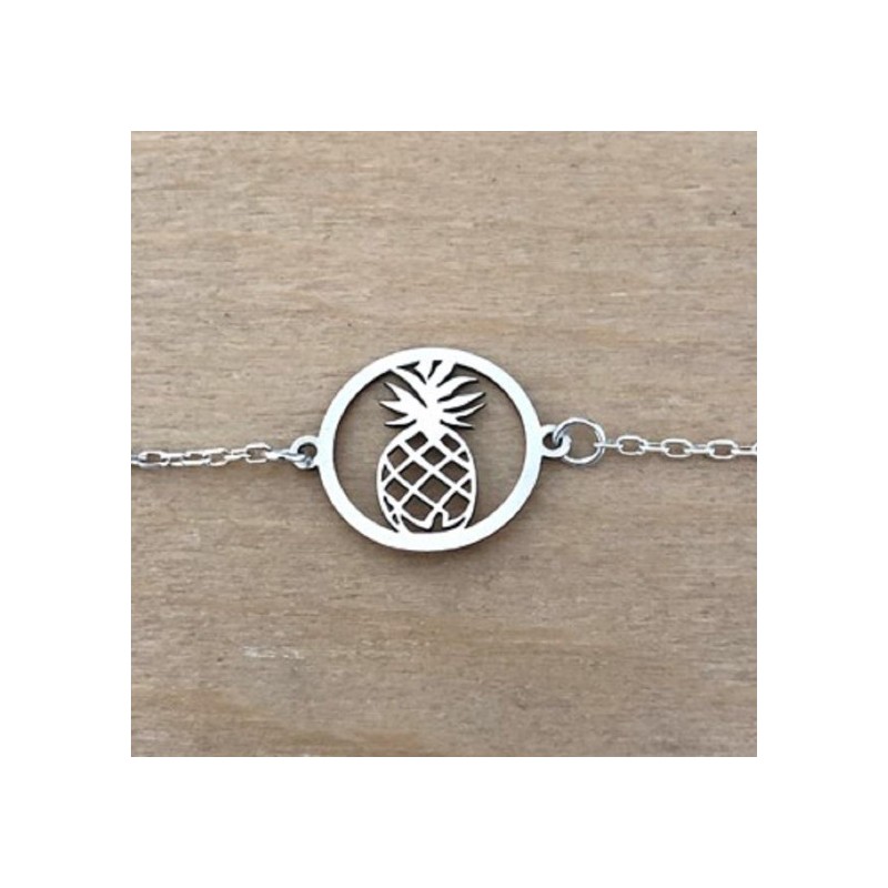 Bracelet exotique pour femme en argent rhodié - Ananas, créateur cabanetchanquée