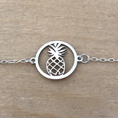 Bracelet exotique pour femme en argent rhodié - Ananas, créateur cabanetchanquée