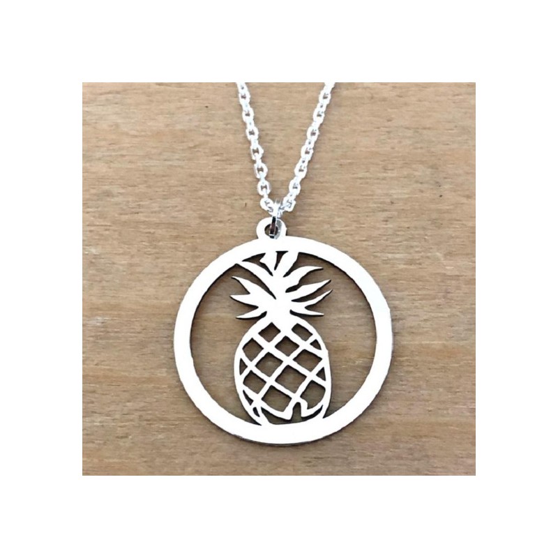 Collier estival Ananas en Argent Rhodié - Créateur CabaneTchanquée