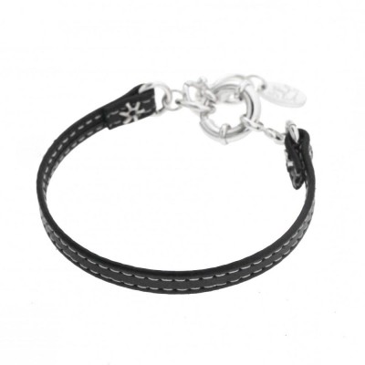 Bracelet en cuir noir signé Zoé Bijoux pour femme - Limbo - Lyn&Or Bijoux