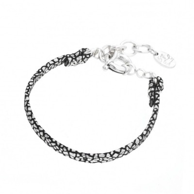 Bracelet cuir noir et argent pour femme - Manca - Lyn&Or Bijoux