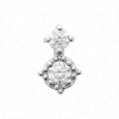Piercing Alexandrine en argent avec double zircon et perles
