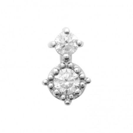 Piercing Alexandrine en argent avec double zircon et perles