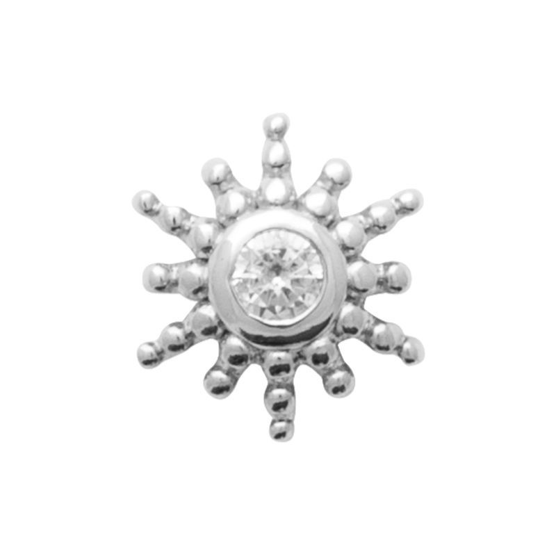 Piercing Zeyna en argent 925 motif soleil avec zircon central