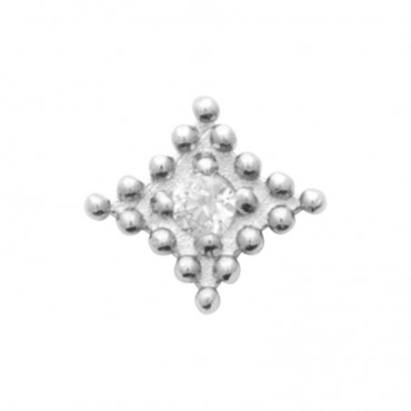 Piercing Artemisia losange en argent avec zircon central