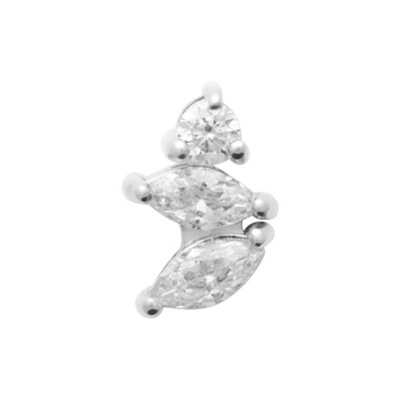 Piercing Indira en argent 925 avec trois zircons asymétriques
