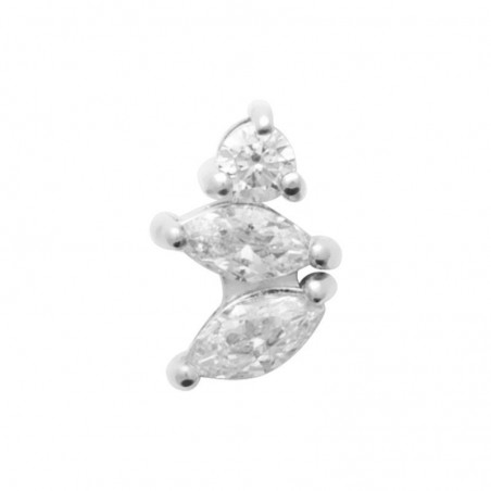 Piercing Indira en argent 925 avec trois zircons asymétriques