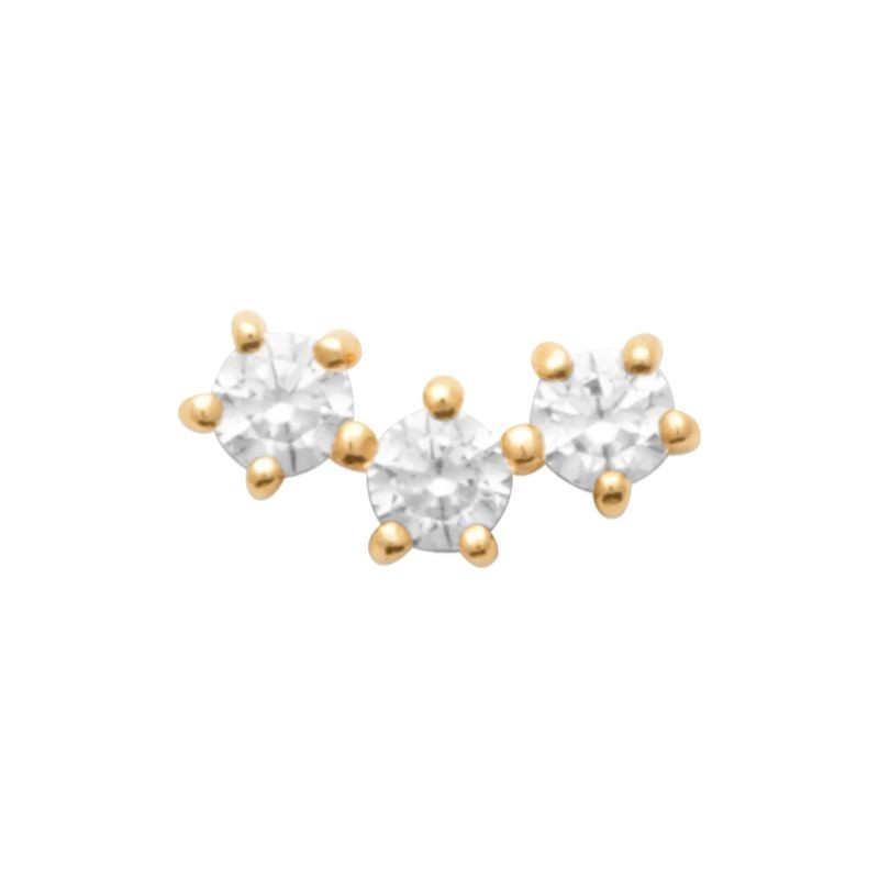piercing doré Sélène avec zircons sur fond blanc