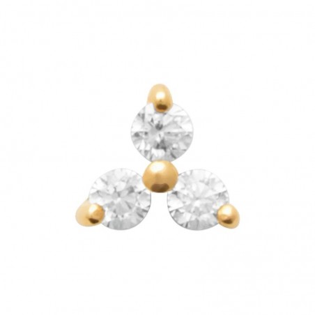 piercing fleur dorée Amal avec zircons sur fond clair