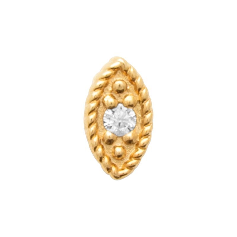 piercing Luma en forme de navette dorée avec zircon