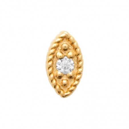 piercing Luma en forme de navette dorée avec zircon