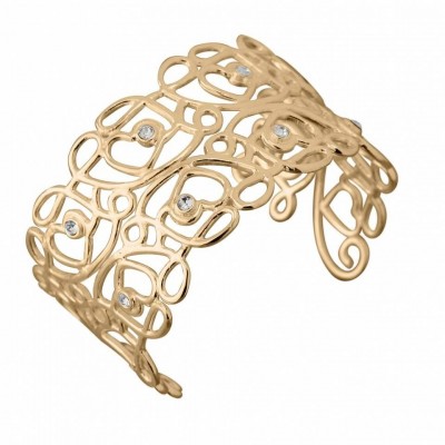 Bracelet manchette finition dorée et Swarovski pour femme - Reine - Lyn&Or Bijoux
