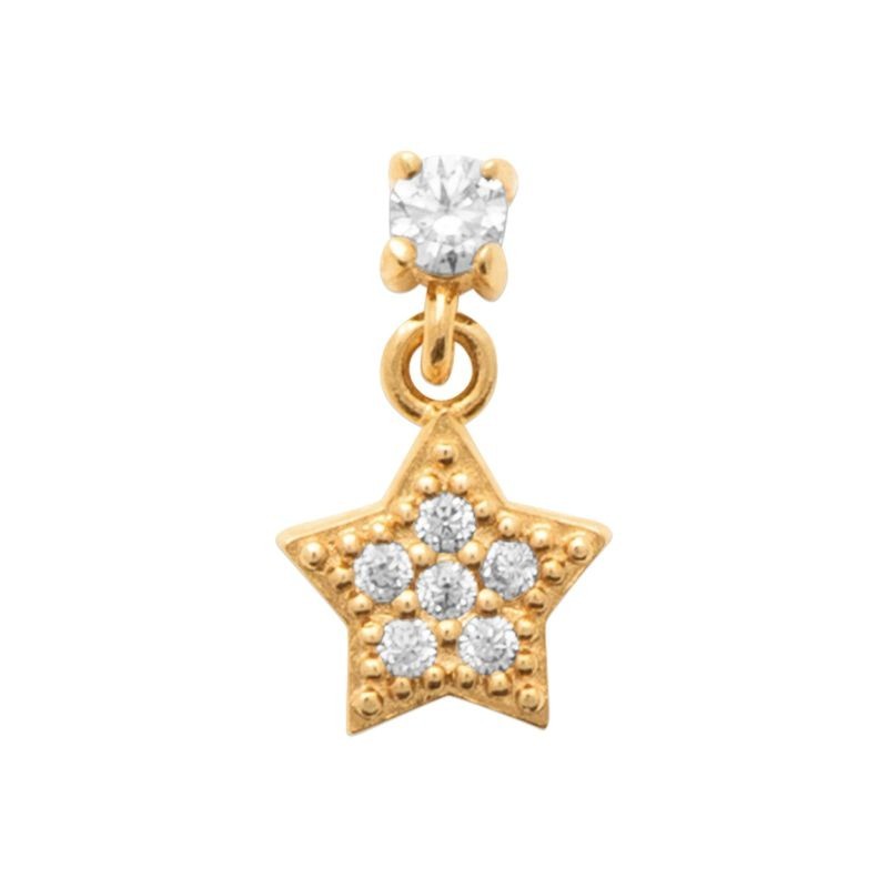 Piercing étoile dorée avec zircon
