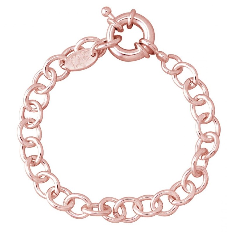 Bracelet gourmette pour femme en plaqué or rose, Gourmette charms Bracelet gourmette pour femme en plaqué or rose, Gourmette charms
