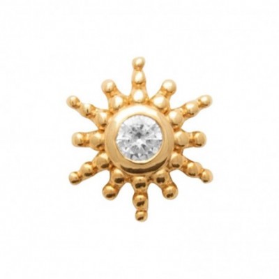 Piercing soleil doré avec zircon
