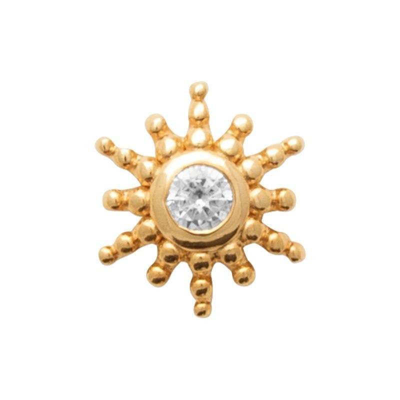 Piercing soleil doré avec zircon