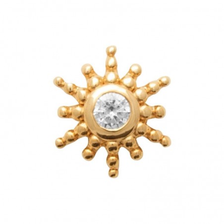 Piercing soleil doré avec zircon