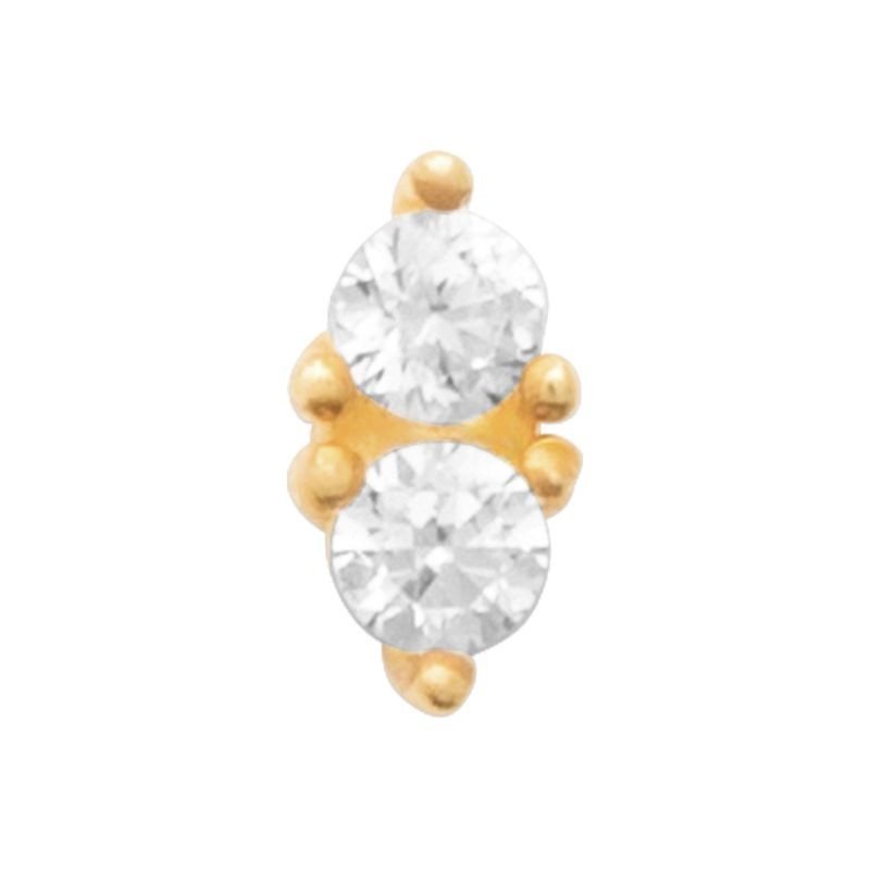 Piercing doreille doré avec zircon