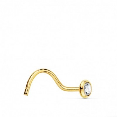 Piercing doreille en or 18k avec tige recourbée et microserti de pierres