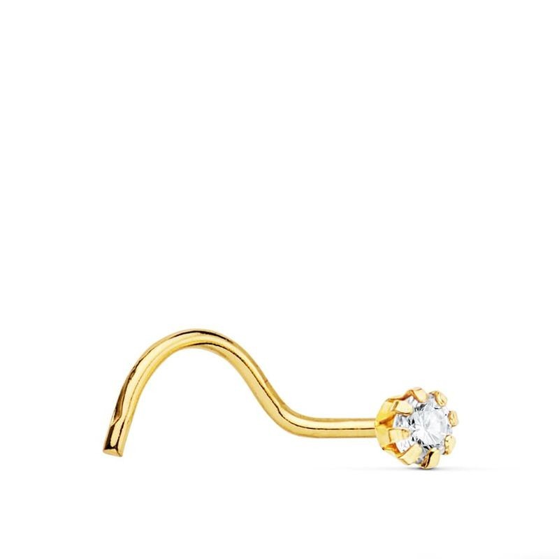 Piercing de nez en or 18k avec pierre ronde sertie dans un châton à 8 griffes