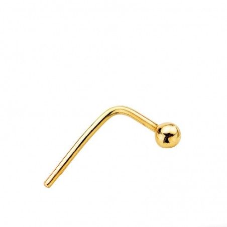 Piercing de nez en or 18k à tige droite avec perle dorée minimaliste