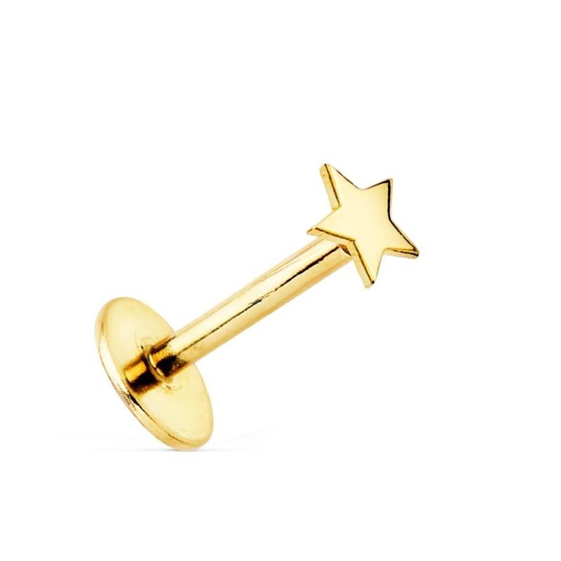 Piercing d'oreille en or massif 18 carats avec un motif étoilé brillant