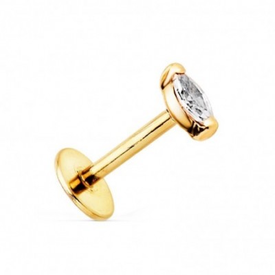 Piercing en or 18 carats avec zircon solitaire